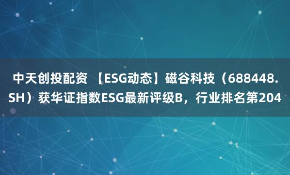 中天创投配资 【ESG动态】磁谷科技（688448.SH）获华证指数ESG最新评级B，行业排名第204